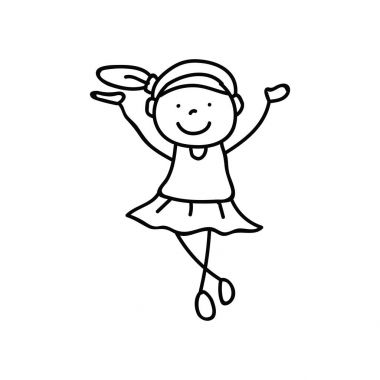 satır resmi çizim soyut mutlu şirin kızlar el