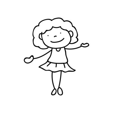 satır resmi çizim soyut mutlu şirin kızlar el