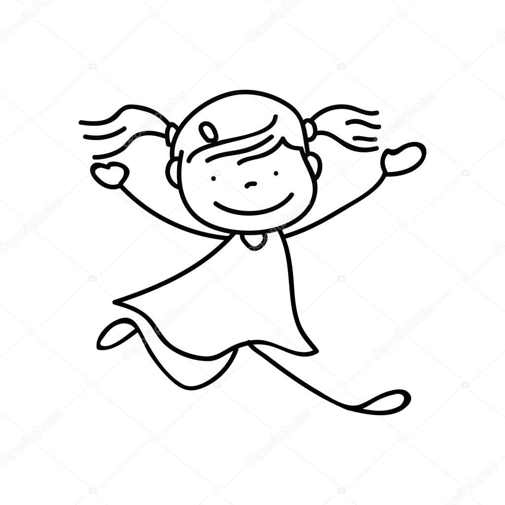 Hand drawing abstract happy cute girls line art ??? Stock Vector