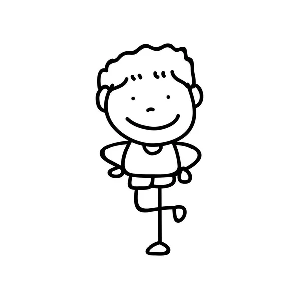 艺术线条的手绘图的抽象的快乐的可爱的男孩 — 图库矢量图片