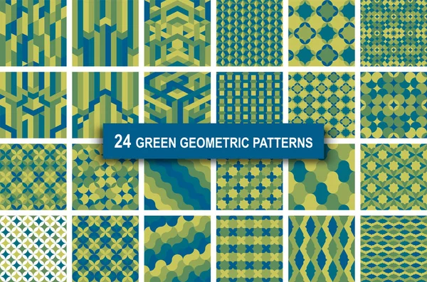 Conjunto de vinte e quatro padrões geométricos de cor verde resumo backg — Vetor de Stock