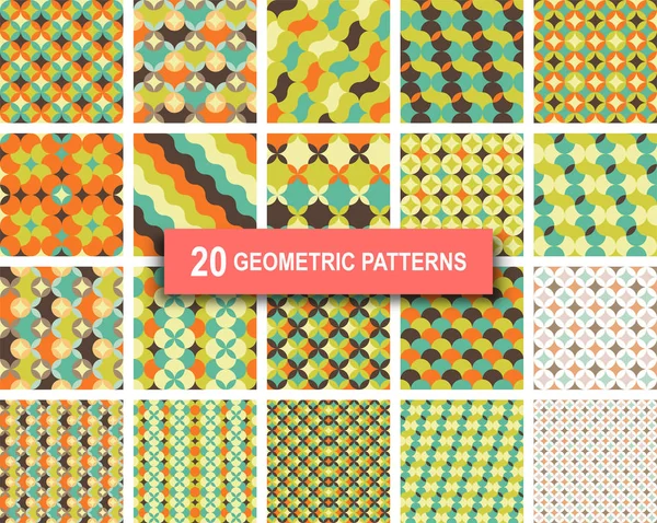 Satz von zwanzig pastellfarbenen geometrischen Mustern abstrakter Hintergrund — Stockvektor