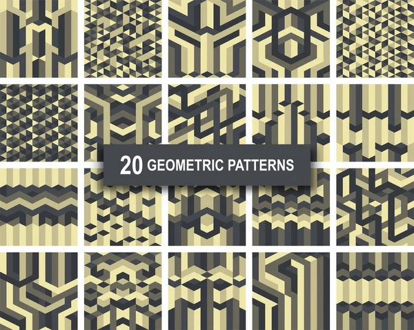 Satz von zwanzig gotischen geometrischen Mustern abstrakter Hintergrund — Stockvektor