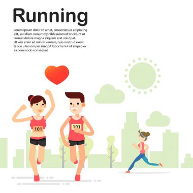 çalışan ve maraton spor Park eğitim genç Çift