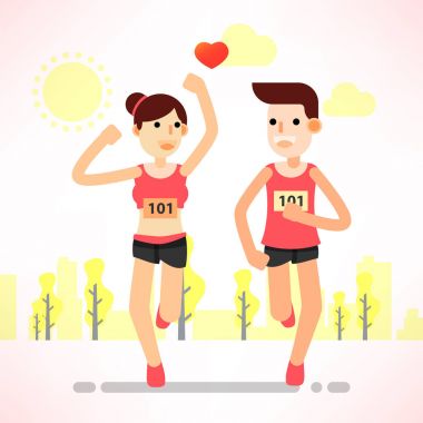 çalışan ve maraton spor Park eğitim genç Çift