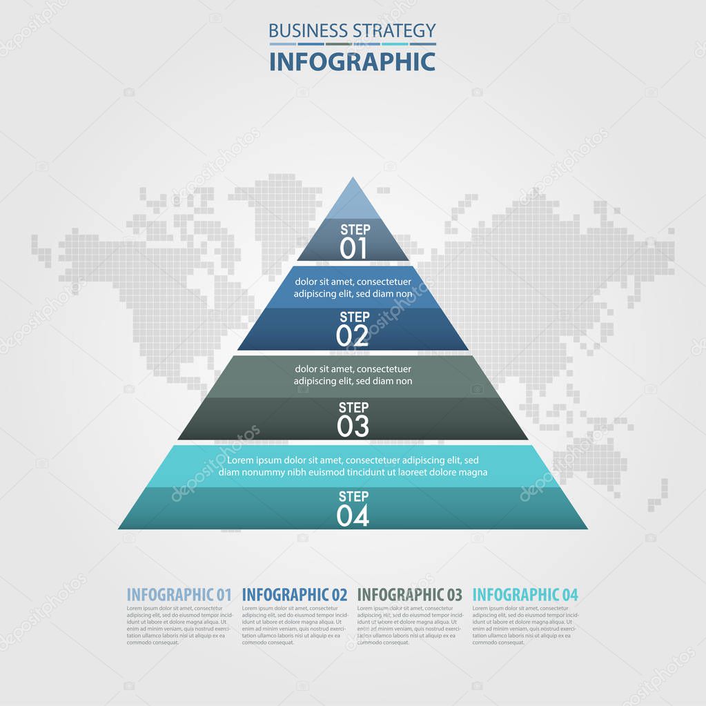 Business Infographics pyramid steps strategy design elements tem