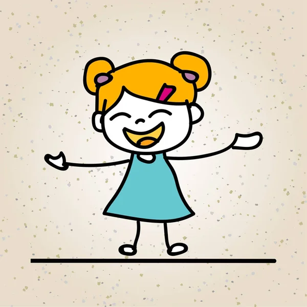 Dessin à la main abstrait heureux mignon enfant ligne art — Image vectorielle