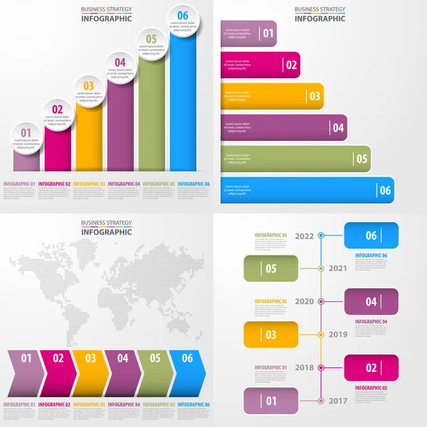 Aantal zakelijke tijdlijn infographics en ontwerpelementen — Stockvector