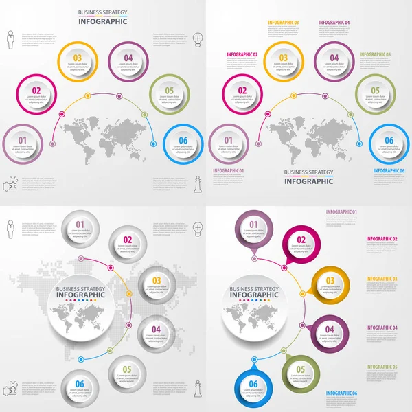 Aantal zakelijke tijdlijn infographics en ontwerpelementen — Stockvector