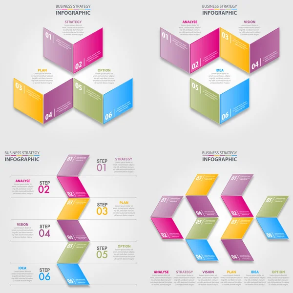 Zakelijke tijdlijn strategie infographics ontwerpsjabloon Vect instellen — Stockvector