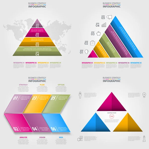 Zakelijke tijdlijn strategie infographics ontwerpsjabloon Vect instellen — Stockvector