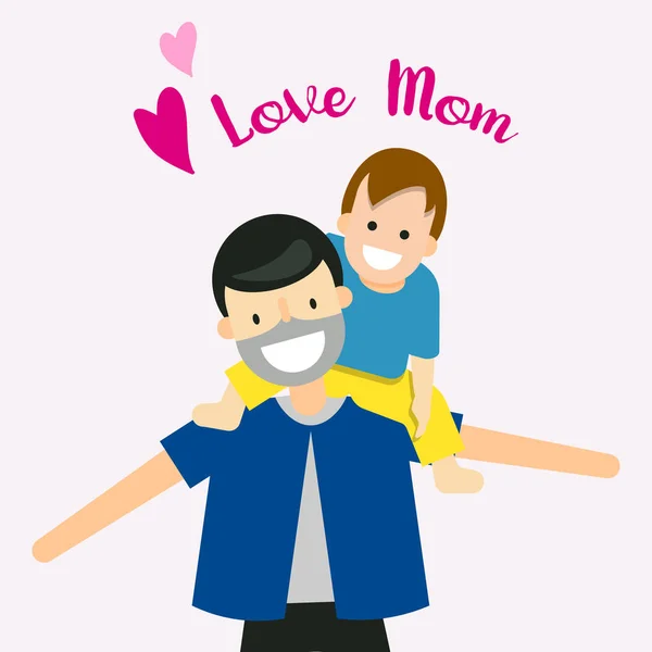 Μαμά ευτυχισμένη οικογενειακή αγάπη χαρακτήρα κινουμένων σχεδίων — Διανυσματικό Αρχείο