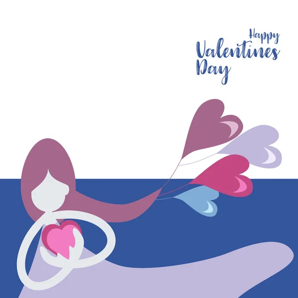 Abstract Flat Design Character People Female Love Concept Valentine Day — 스톡 벡터