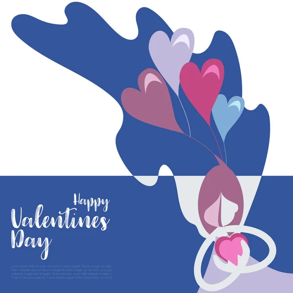 Abstract Flat Design Character People Female Love Concept Valentine Day — 스톡 벡터