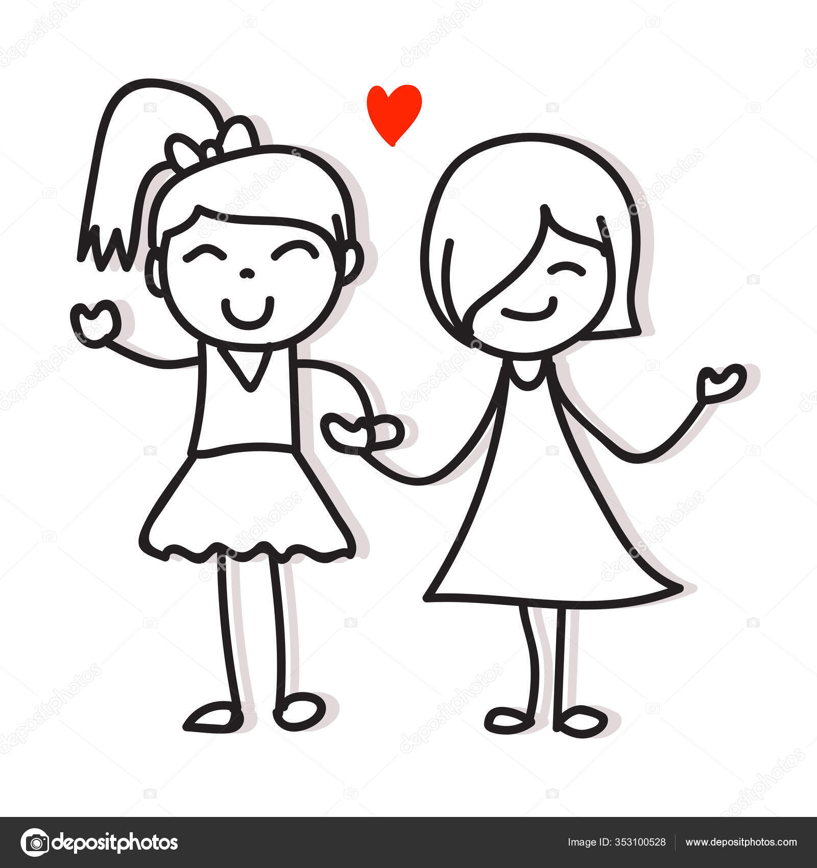Same Sex Couple Lgbt Love Two Girls Holding Hand Hand Stock Vector Image by  ©atthameeni #353100528