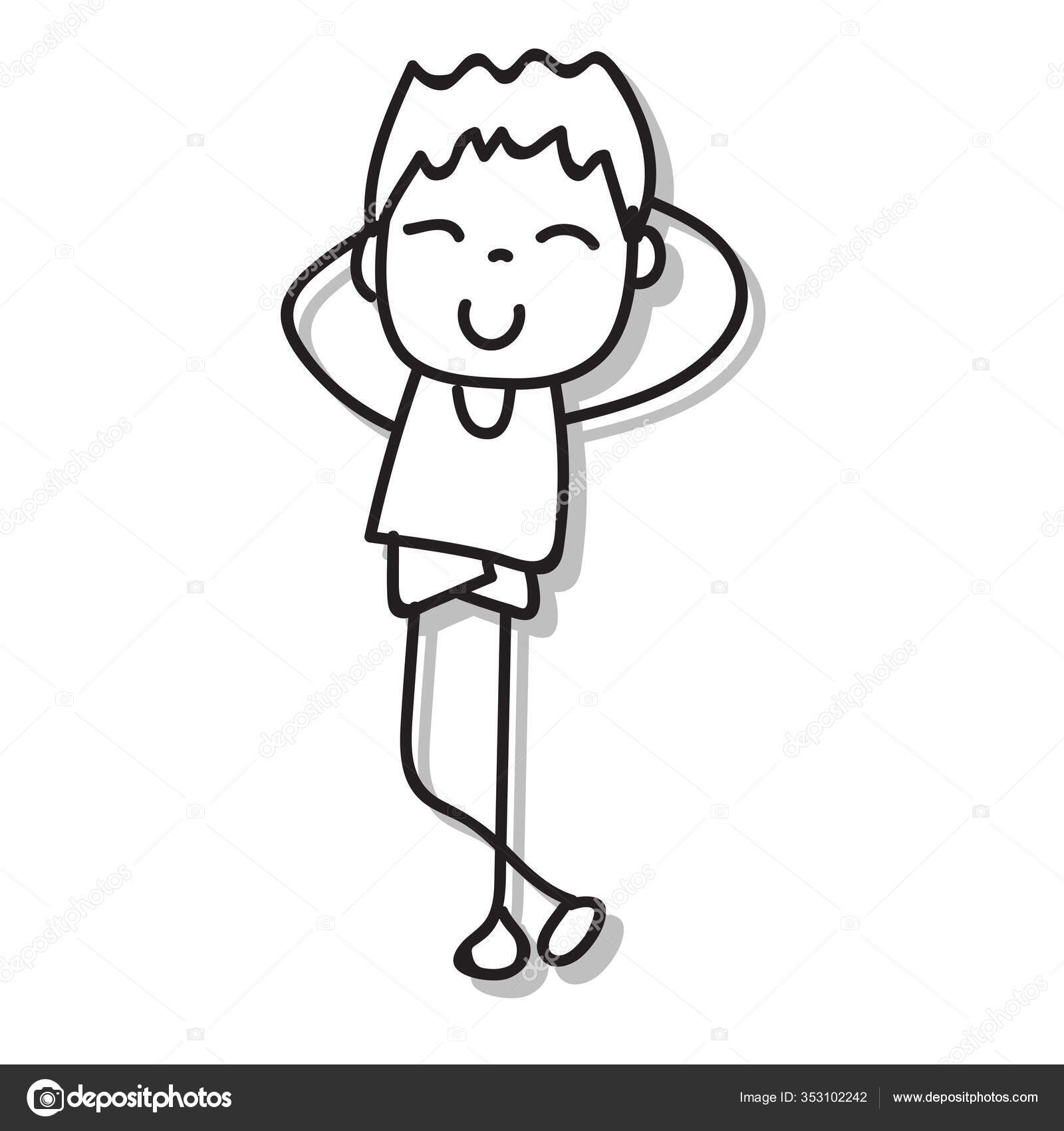 Esboço Feliz Da Cabeça Do Menino Dos Desenhos Animados Ilustração