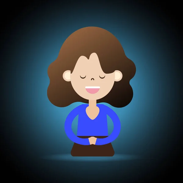 Meditation Cartoon Character Happy People Happiness Peace Calm Vector Illustration — Stock Vector