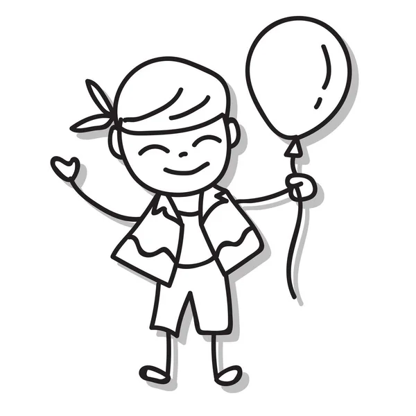 Desenho Mão Doodle Personagem Desenho Animado Felicidade Menino Feliz Pessoas —  Vetores de Stock