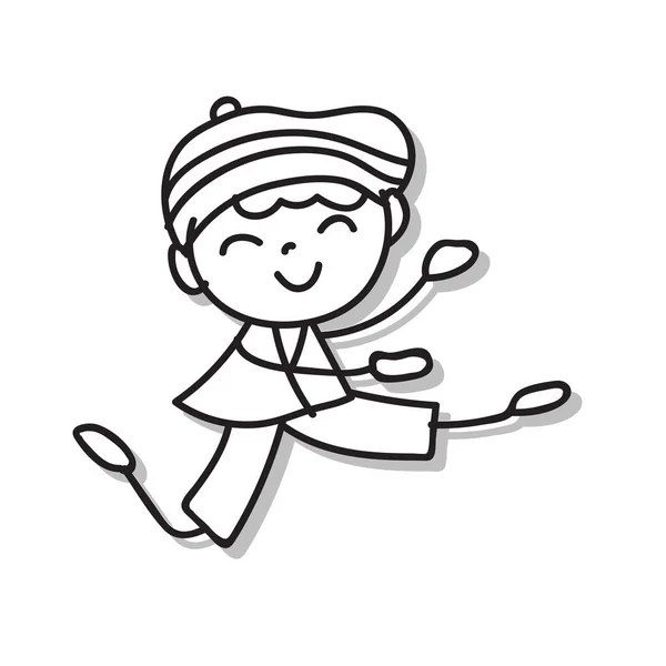Handzeichnung Doodle Cartoon Figur Glücklich Junge Glück Abstrakte Menschen Vektor — Stockvektor