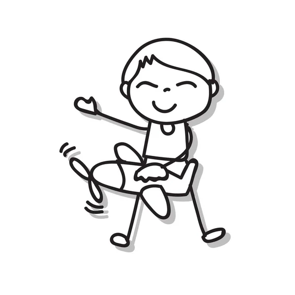 Ручний Малюнок Каракулі Мультяшний Персонаж Щасливий Хлопчик Щасливий Хлопчик Абстрактні — стоковий вектор
