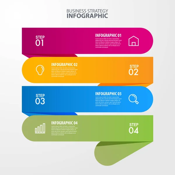 Διανυσματικό Infographic Βήματα Πρότυπο Σχεδιασμού Στρατηγικής Καθαρό Και Μοντέρνο Χρώμα — Διανυσματικό Αρχείο