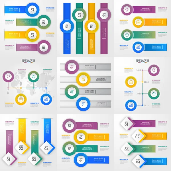 Set Van Zakelijke Infographics Ontwerp Sjabloon Voor Vergadering Presentatie Grafische — Stockvector