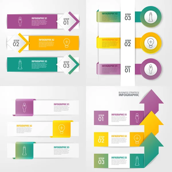 Conjunto Modelo Design Infográficos Negócios Para Apresentação Reuniões Ilustração Gráfica —  Vetores de Stock