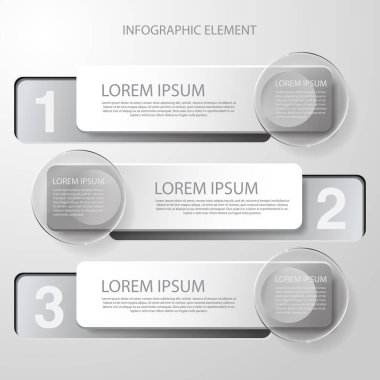İş sunumu için modern minimal siyah bilgi grafikleri tasarım unsuru. Cam elementler. Şeffaf nesneler. İş akışı adım stratejisi ve zaman çizelgesi için kullan. Vektör illüstrasyonu 10.