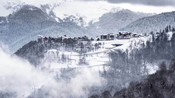 Winter Der Stadt Auf Dem Berg Rosa Plato Sotschi — Stockfoto