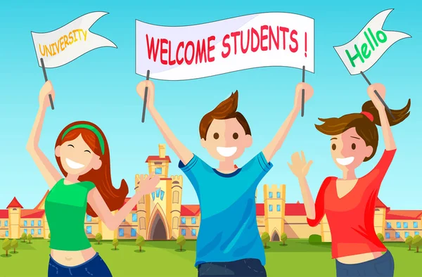 Witamy nowych studentów na Uniwersytecie. — Wektor stockowy