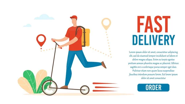 Express Delivery Service Flat Vector Web Banner — Stockový vektor