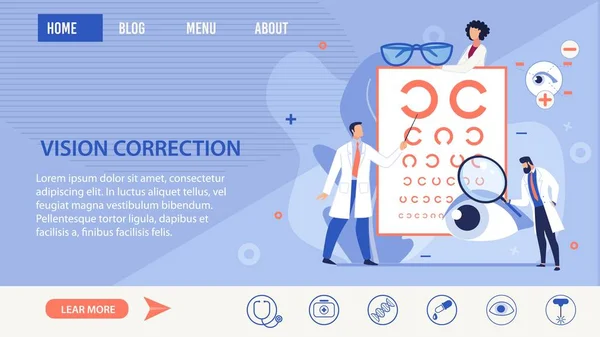 Vision Korrektur Methoden Auswahl Landing Page — Stockvektor