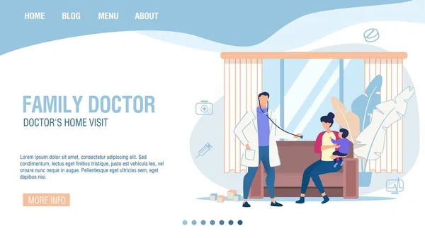 Online υπηρεσία για την κλήση οικογενειακός γιατρός στο σπίτι — Διανυσματικό Αρχείο