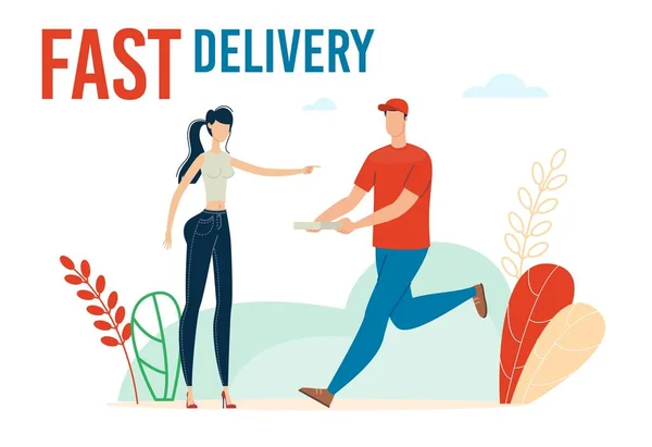 Šablona plakátu Fast Delivery Service Flat Vector — Stockový vektor