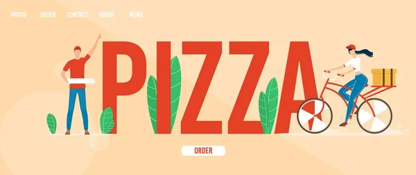 Pizzeria Vector Web Banner, Landingspagina Template — Stockvector