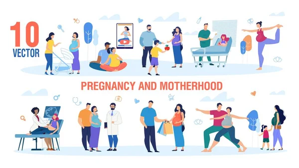 Set di personaggi gravidanza e maternità vettoriale — Vettoriale Stock