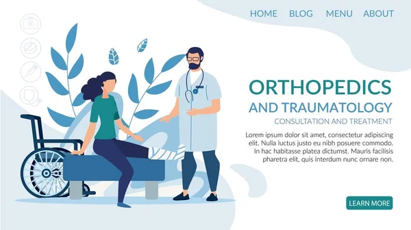 Ortopedisk och Traumatologisk service Landningssida — Stock vektor