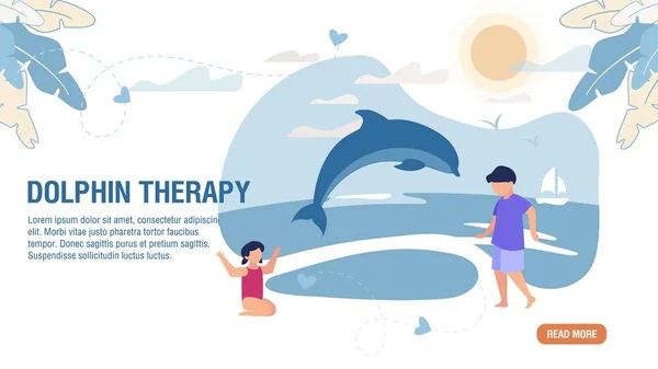 Terapia con delfines Medicina alternativa Landing Page — Archivo Imágenes Vectoriales