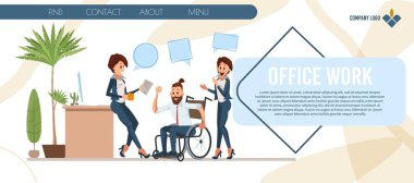 Business Course for Disabled People Vector Webpage clipart