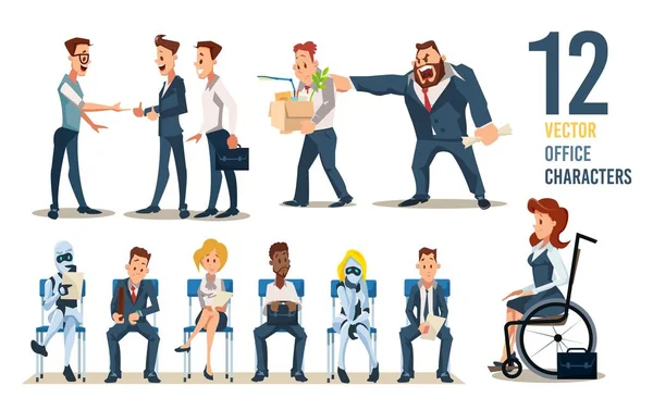 Office Workers for Hire Vector Characters Set — ストックベクタ