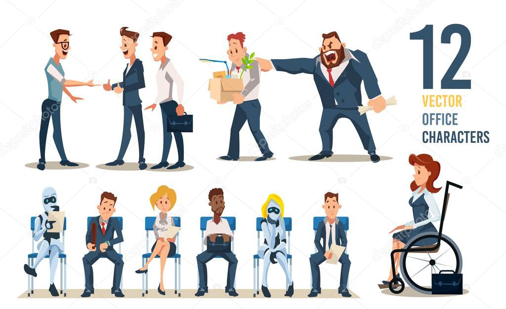 Office Workers for Hire Vector Characters Set