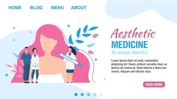 Page d'accueil offrant un service de médecine esthétique — Image vectorielle