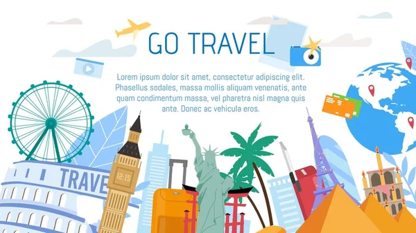 Agência de viagens Flat Vector Publicidade Banner —  Vetores de Stock