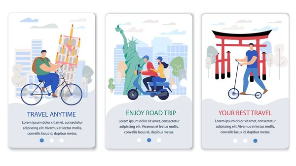 Travel Service Mobile App Vector Web Banners — Διανυσματικό Αρχείο