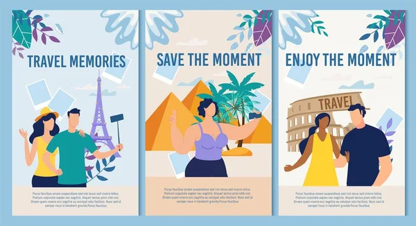 Viajes románticos para recién casados Vector Web Banners — Archivo Imágenes Vectoriales