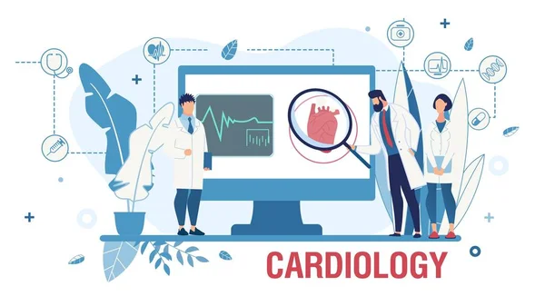 온라인 심장 의학 서비스 홍보 포스터 — 스톡 벡터