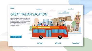 Touristic Tour to Italy Flat Vector Web Banner clipart
