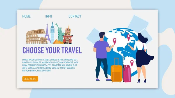 Travel Agency International Tours Vector Webpage — Stockový vektor