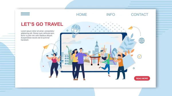 Agência de viagens Online Service Flat Vector Webpage —  Vetores de Stock