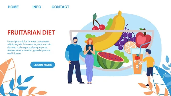 Dieta Fruitaria para Adultos y Niños Landing Page — Vector de stock